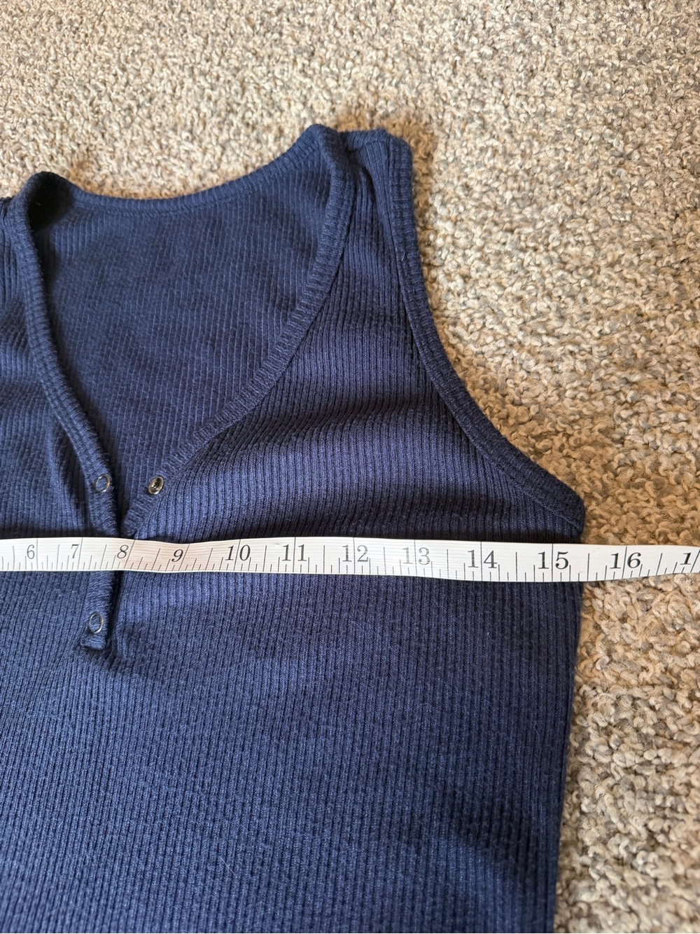 Navy Ribbed Knit Tank Top - Picture 5 of 9
